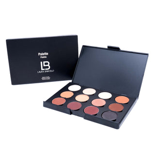 LB Laura Barceló 12-Shade Eye Shadow Palette – Neutral & Warm Tones, Matte & Shimmer Finishes