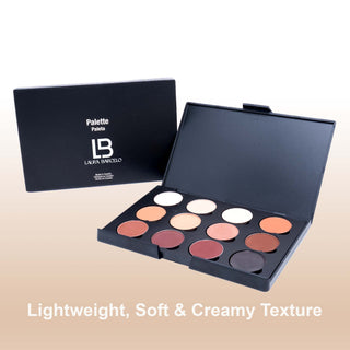 LB Laura Barceló 12-Shade Eye Shadow Palette – Neutral & Warm Tones, Matte & Shimmer Finishes