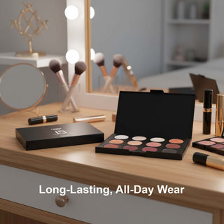 LB Laura Barceló 12-Shade Eye Shadow Palette – Neutral & Warm Tones, Matte & Shimmer Finishes
